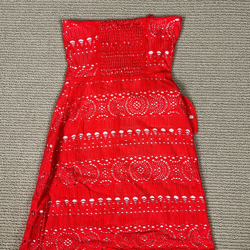 Free People Oceanside Strapless‎ Ruched Crochet Eyelet Lace Dress NWT - Picture 7 of 7